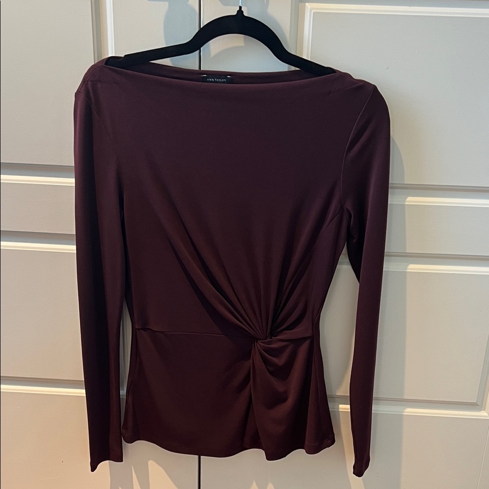 Ann Taylor Deep Burgundy Long Sleeve Top